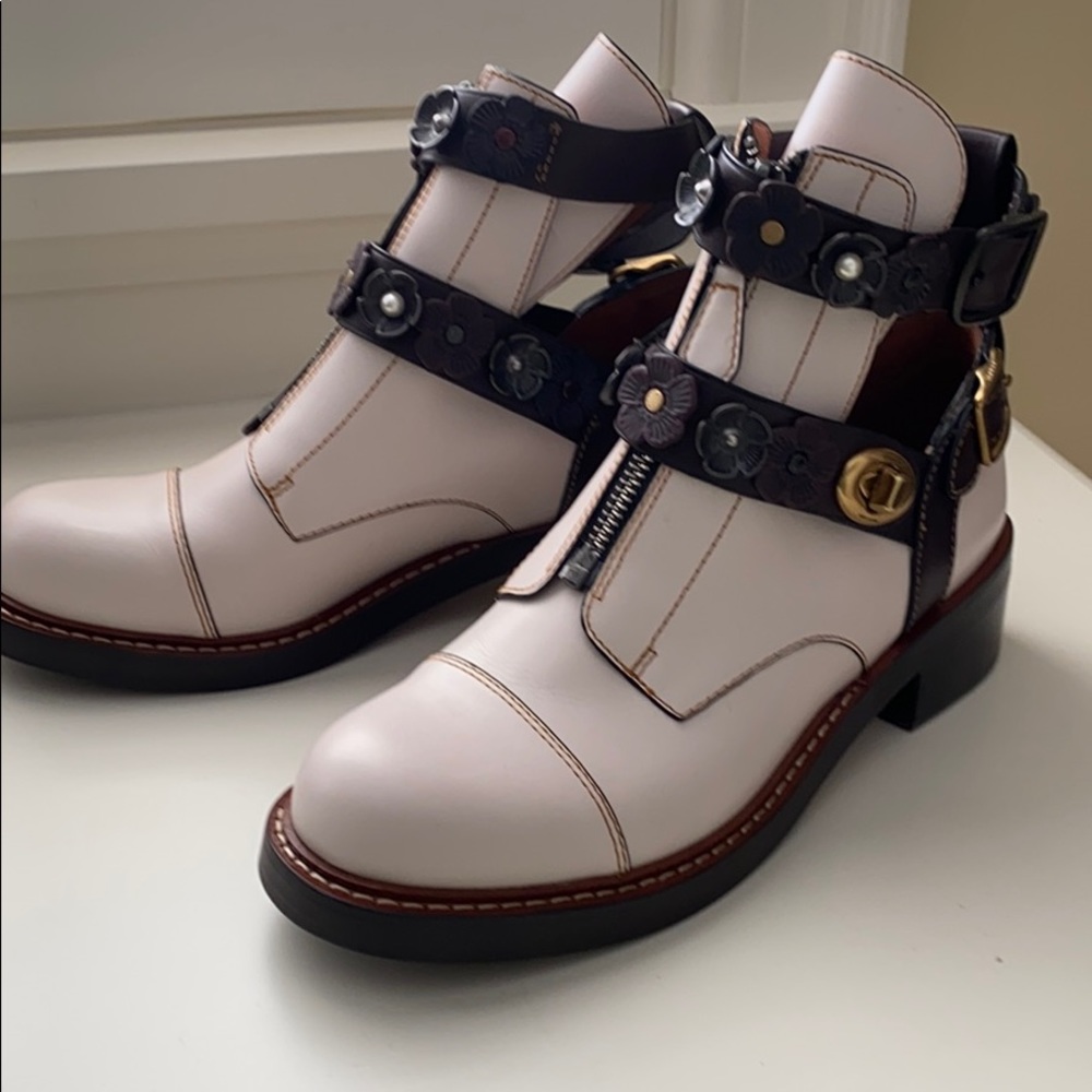 Coach Tea Rose Cut-Out Booties